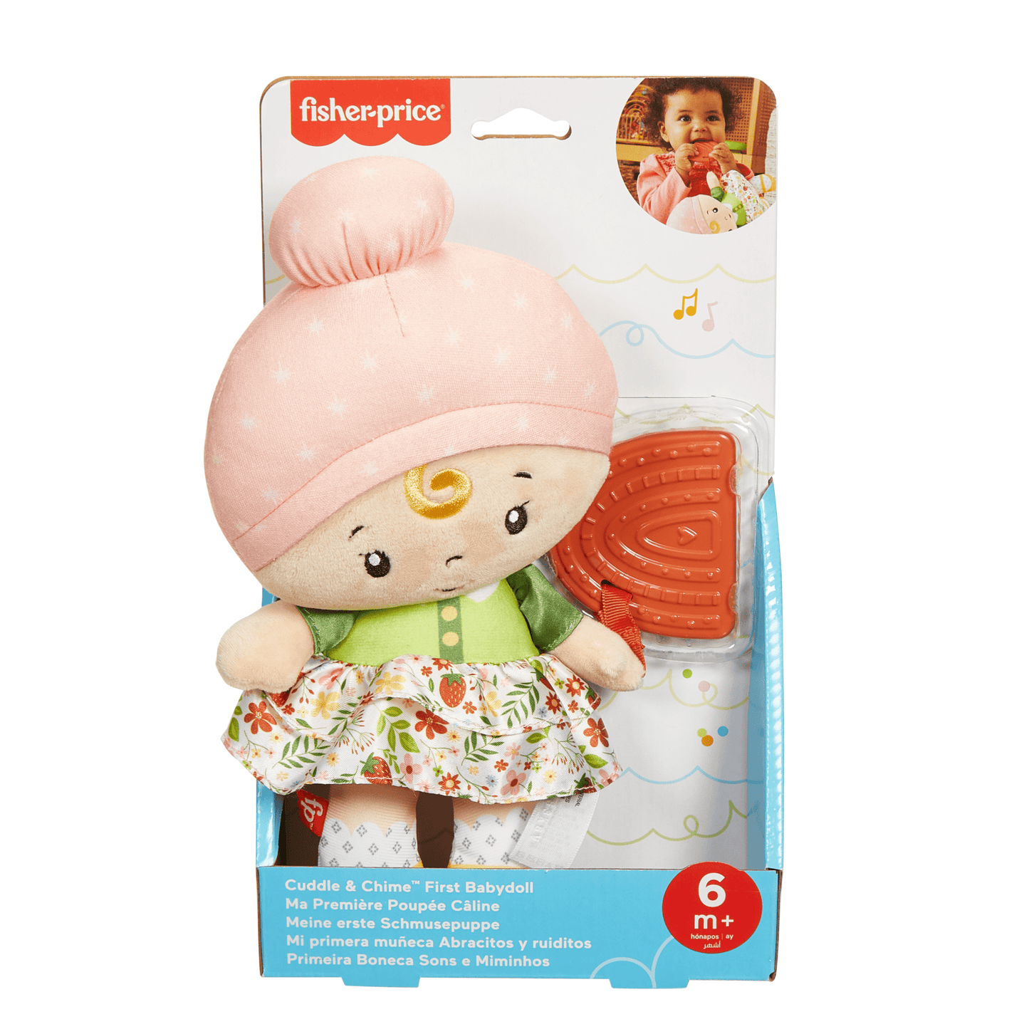 Fisher-Price Cuddle & Chime First Babydoll infant Sensory Toy, Styles May Vary